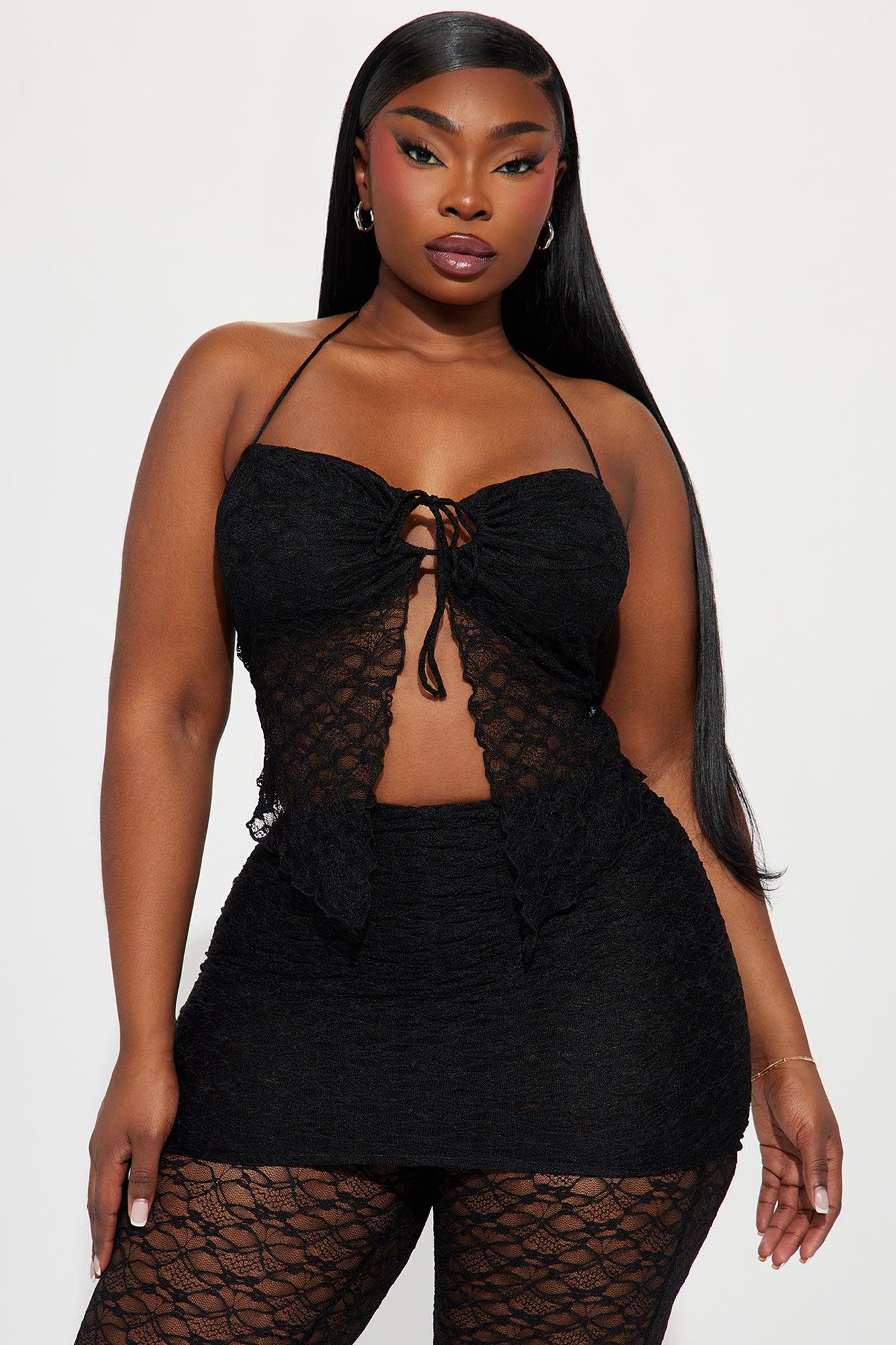 All Eyes On Me Lace Pant Set - Black Product Image