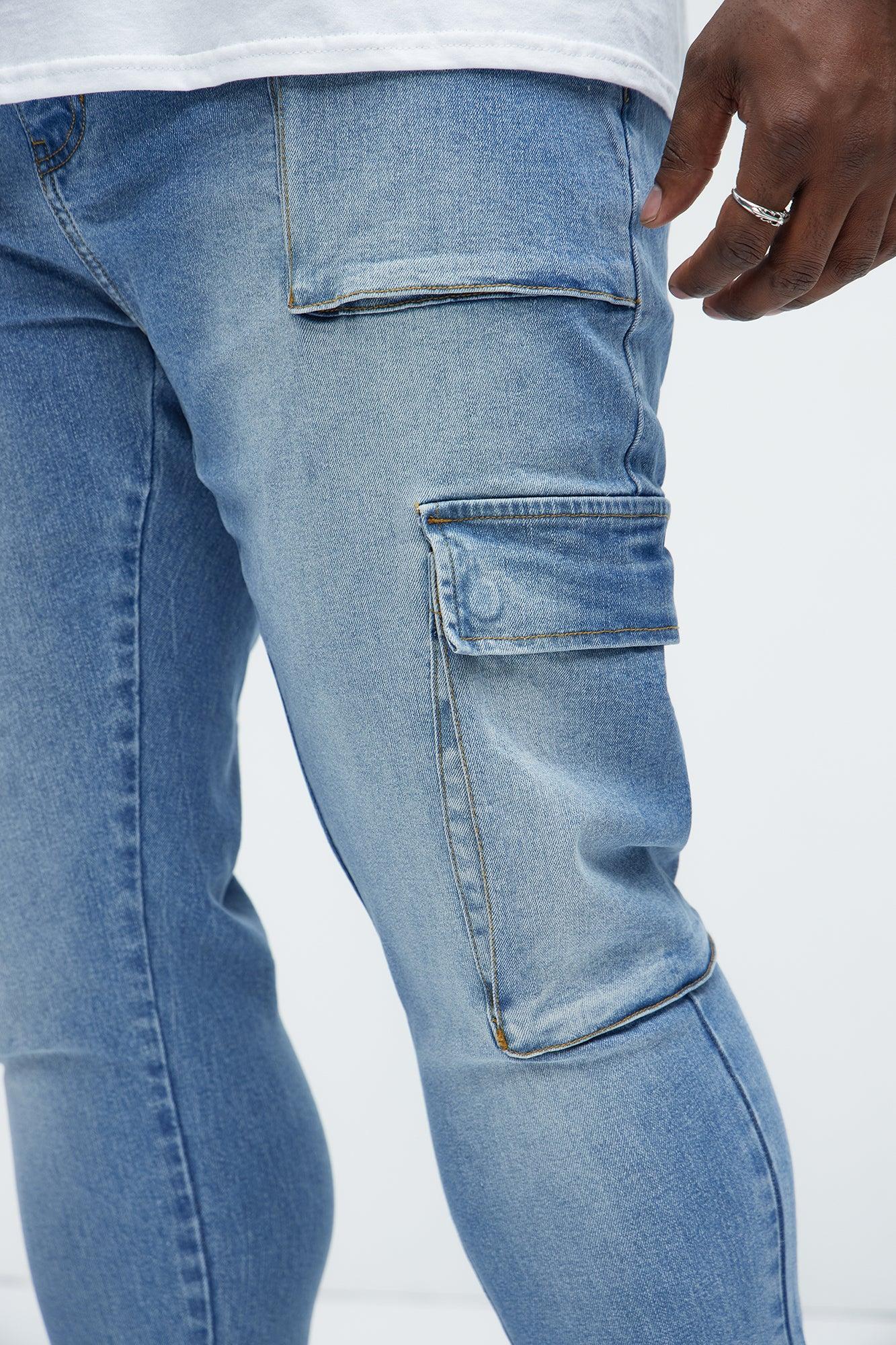 For The Streets Cargo Skinny Jeans - Light Wash Product Image