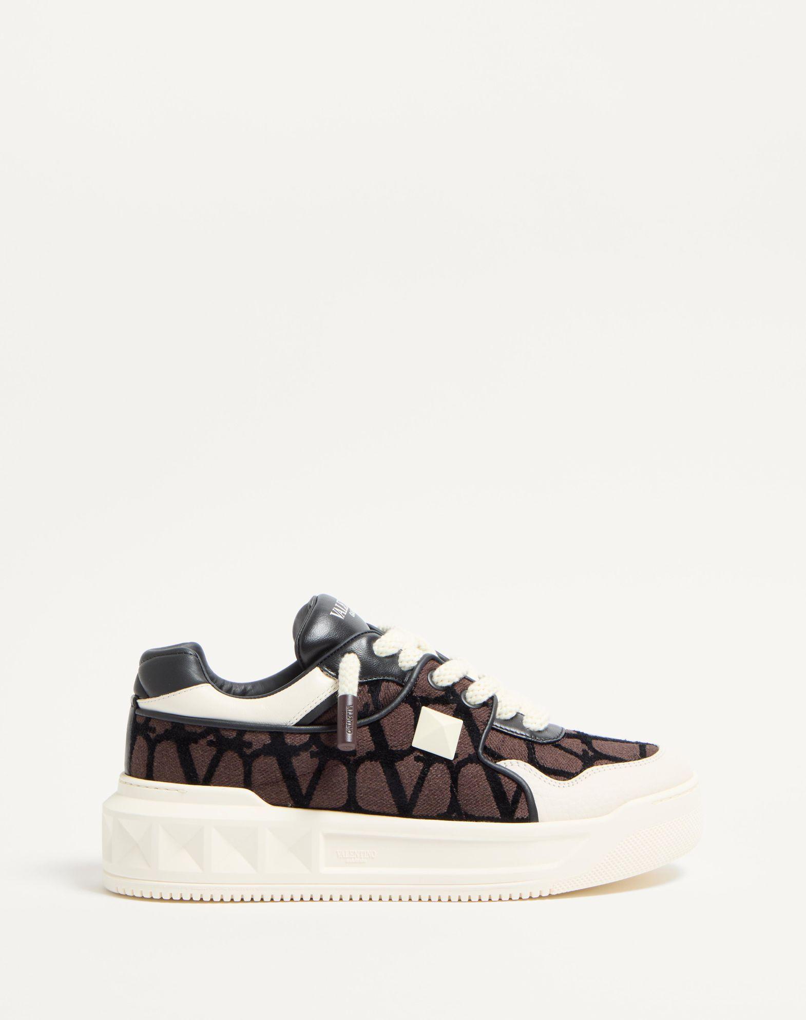 One Stud Xl Low-Top Sneaker In Nappa Leather And Toile Iconographe Fabric Product Image