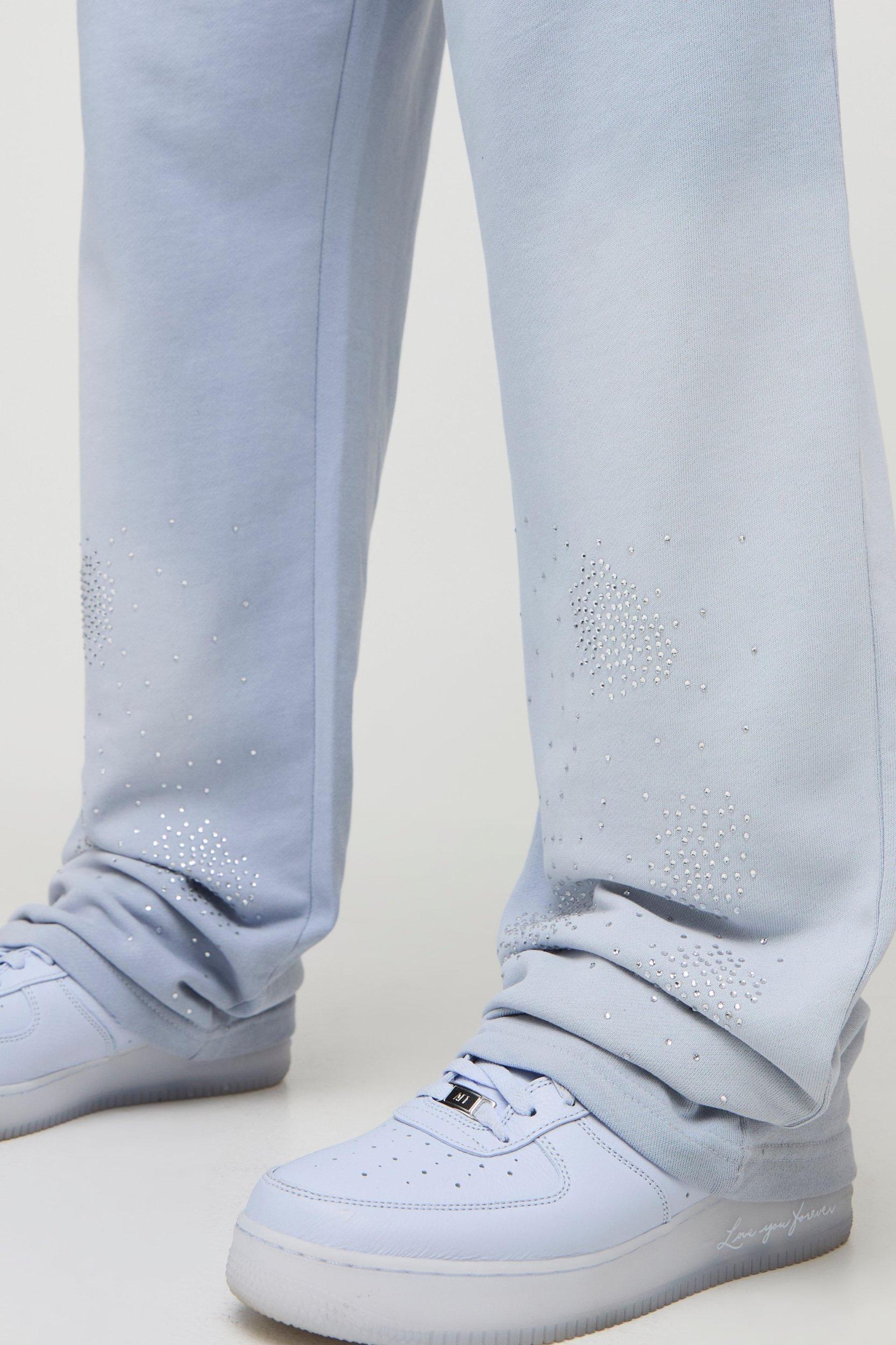 Relaxed Fit Washed Rhinestone Sweatpants | boohooMAN USA Product Image