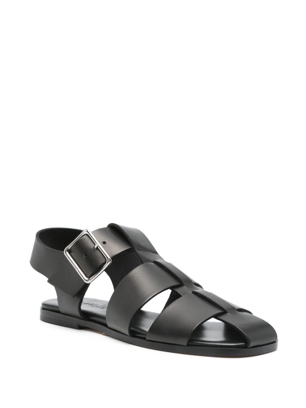 AEYDE 10mm Whit Leather Fisherman Sandals In Black Product Image