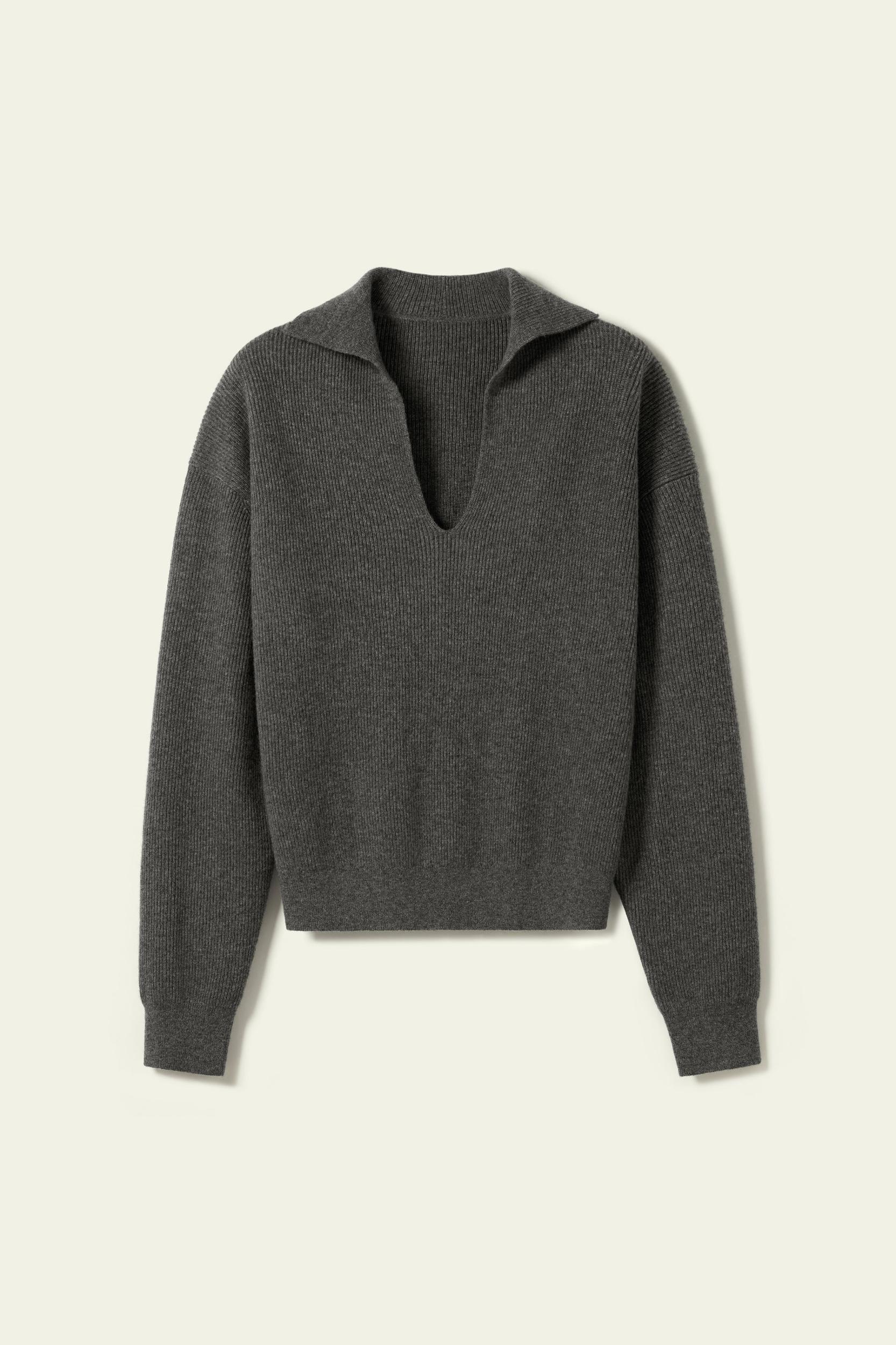 Ribbed Cashmere Polo Sweater Product Image