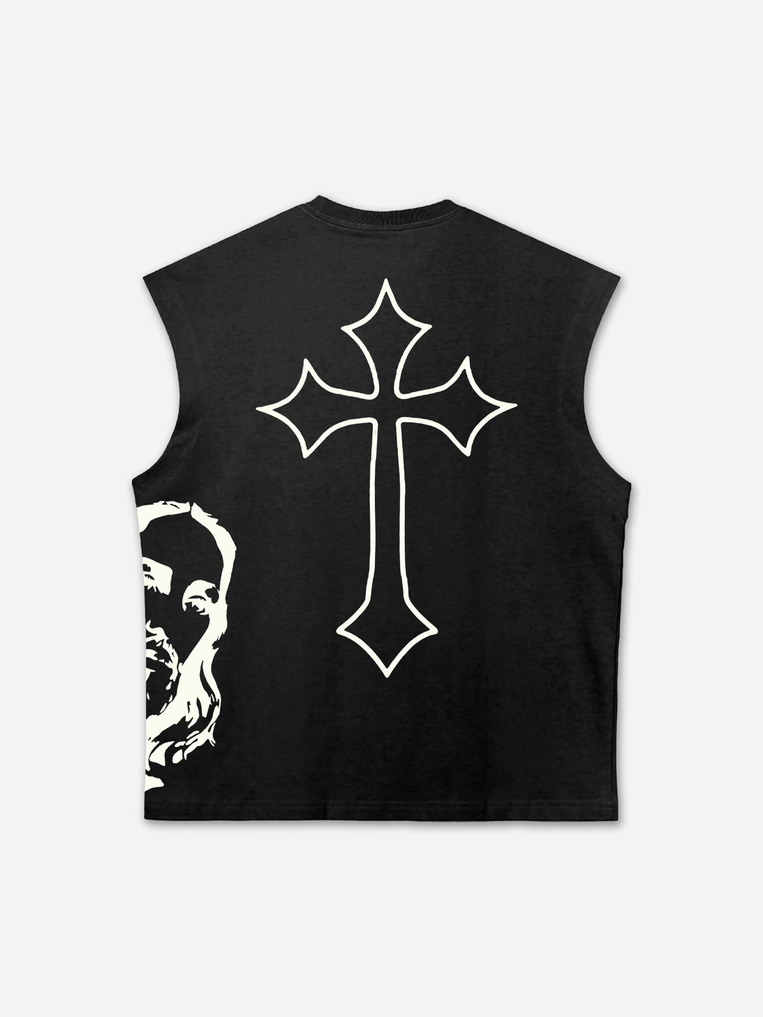 Sopula Fashionable God-Crusade Print Cotton Casual Tank Top Product Image