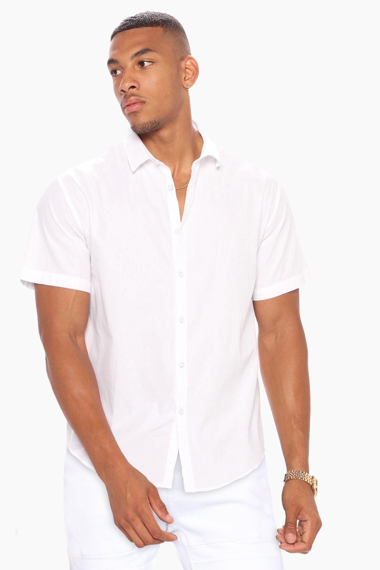 Ryland Short Sleeve Button Up Shirt - White Product Image