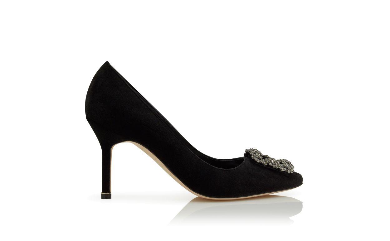 HANGISI 90 Black Velvet Jewel Buckle Pumps Product Image