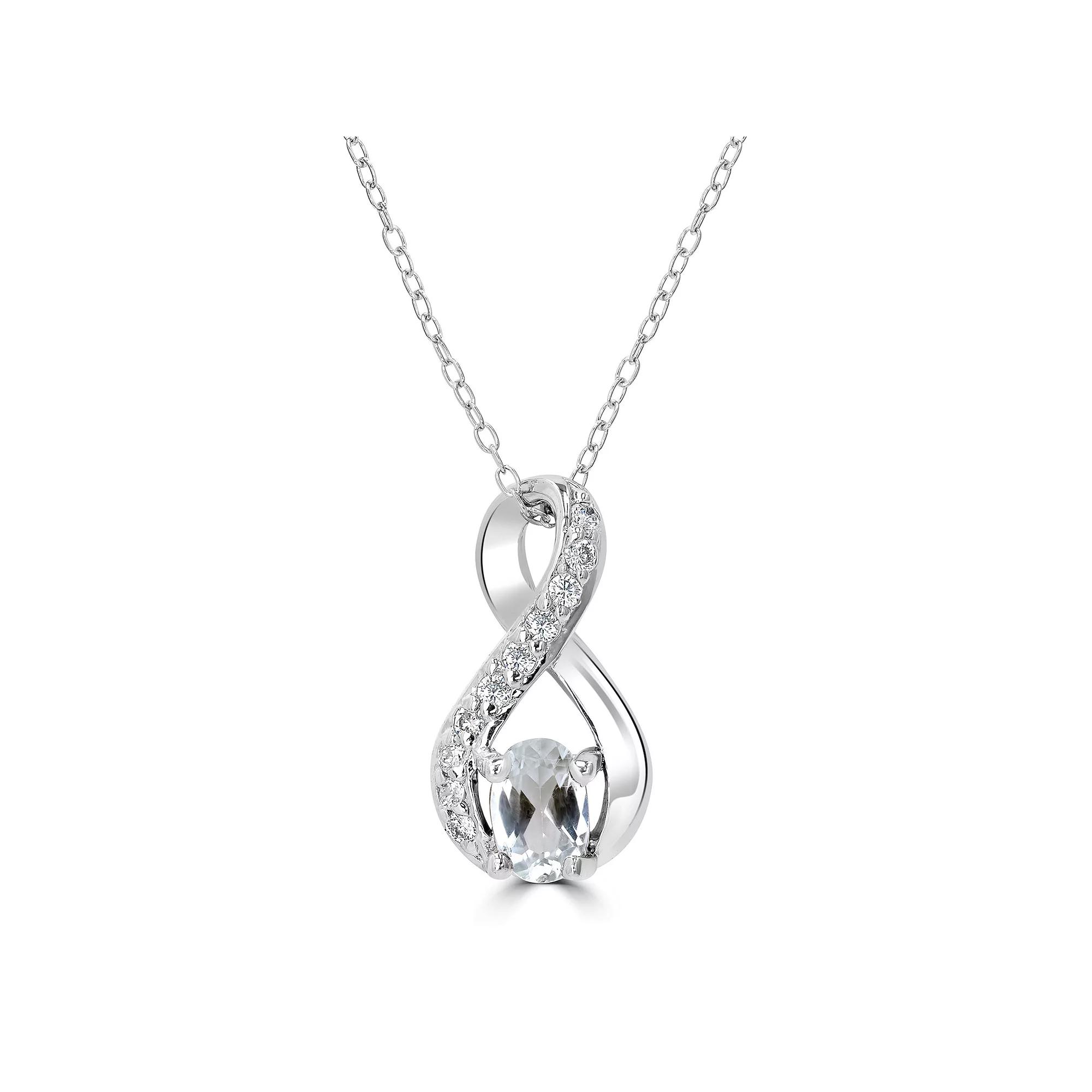 Gemistry Sterling Silver Stone & Cubic Zirconia Infinity Pendant Necklace, Women's, Size: 18-20" ADJ, White Topaz Product Image