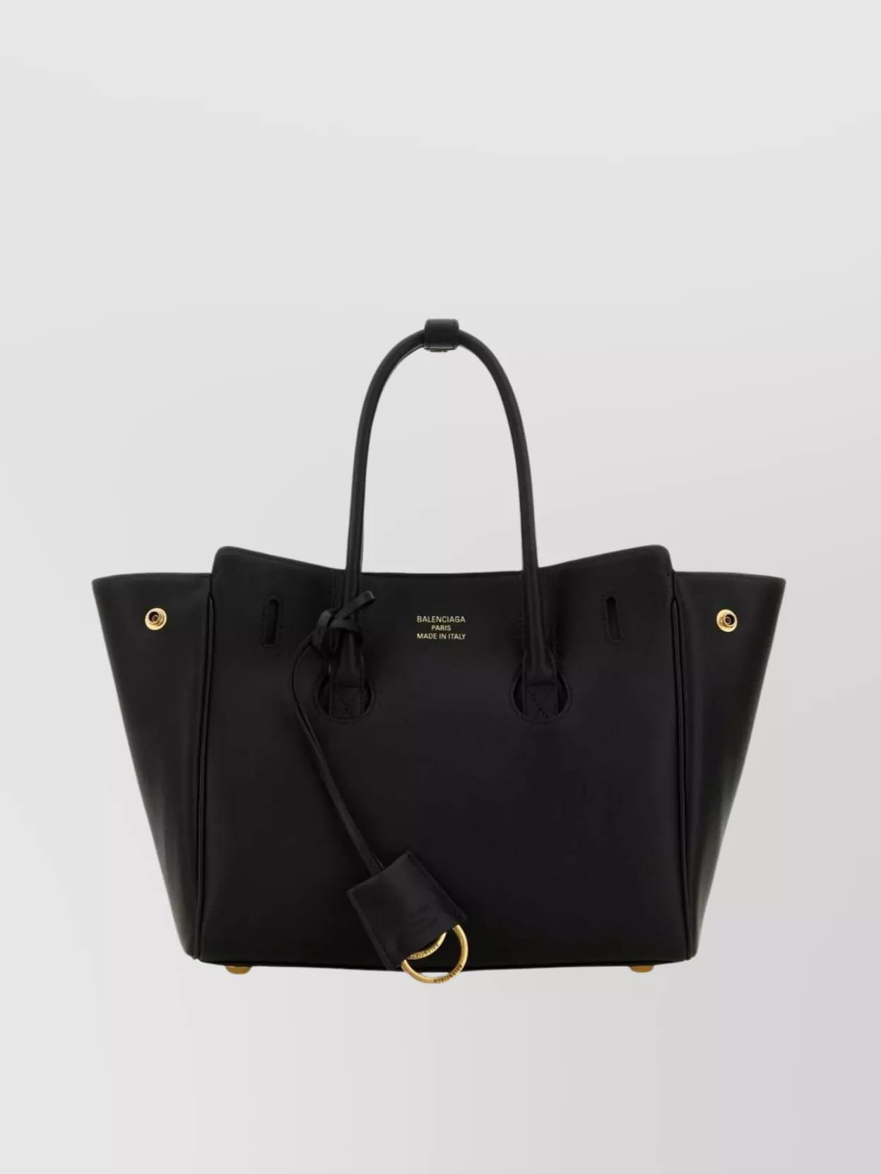 BALENCIAGA Women Black Leather Mini Carry All Hampton Shopping Bag Product Image
