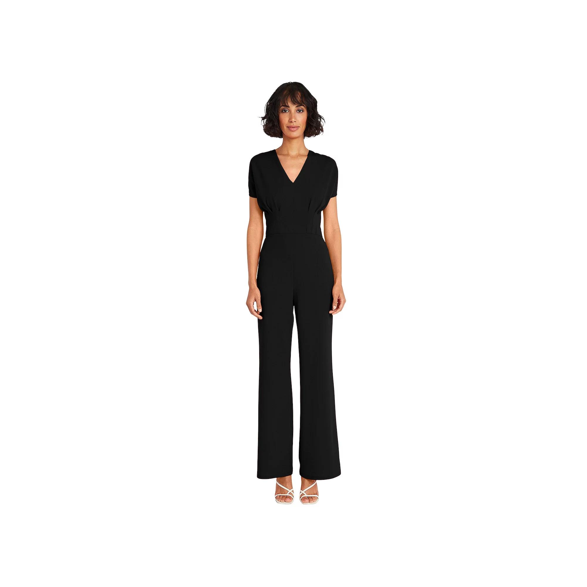 Women's Ali Ro V-Neck Pin Tuck Jumpsuit, Size: 16, Black Product Image