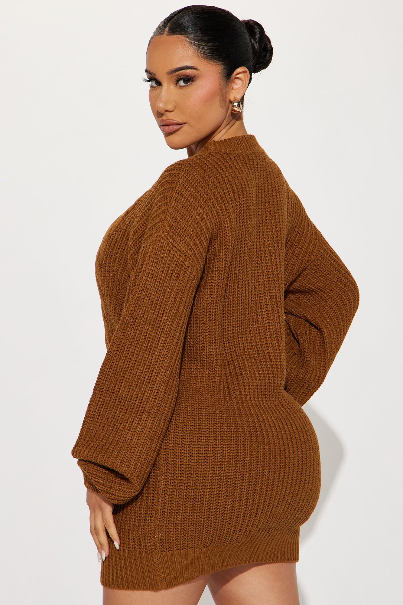 Kelly Sweater Mini Dress - Brown Product Image