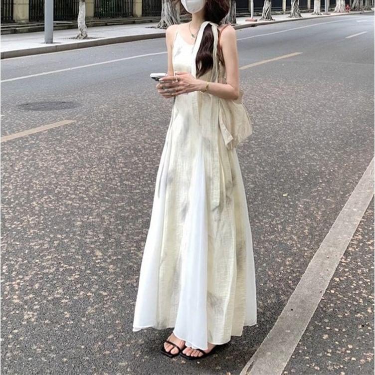 Spaghetti Strap Print Midi A-Line Dress Product Image