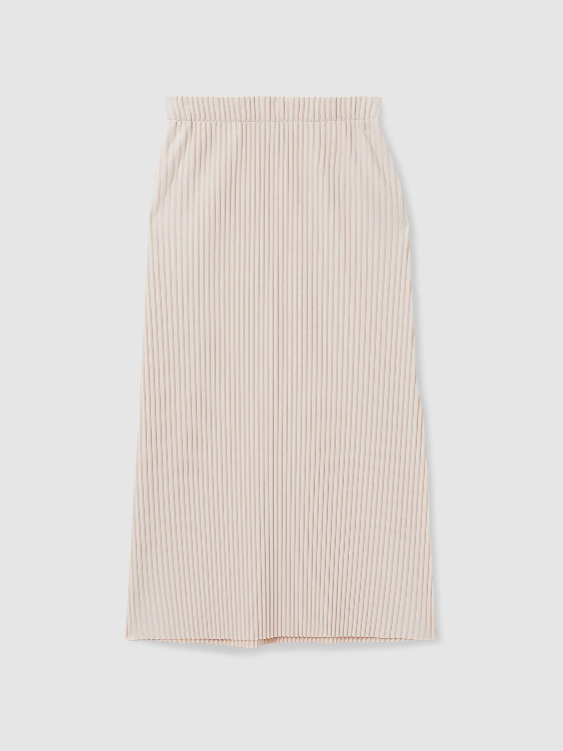 Pleated Jersey Midi Skirt in Stone Product Image