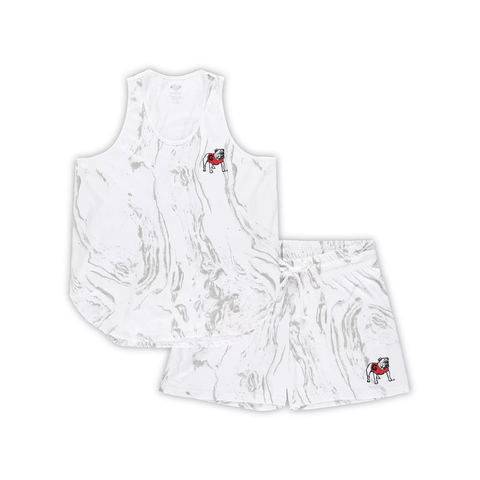 Women's Profile White Georgia Bulldogs Plus Size Marble Tank and Shorts Set, Size: 3XL Product Image