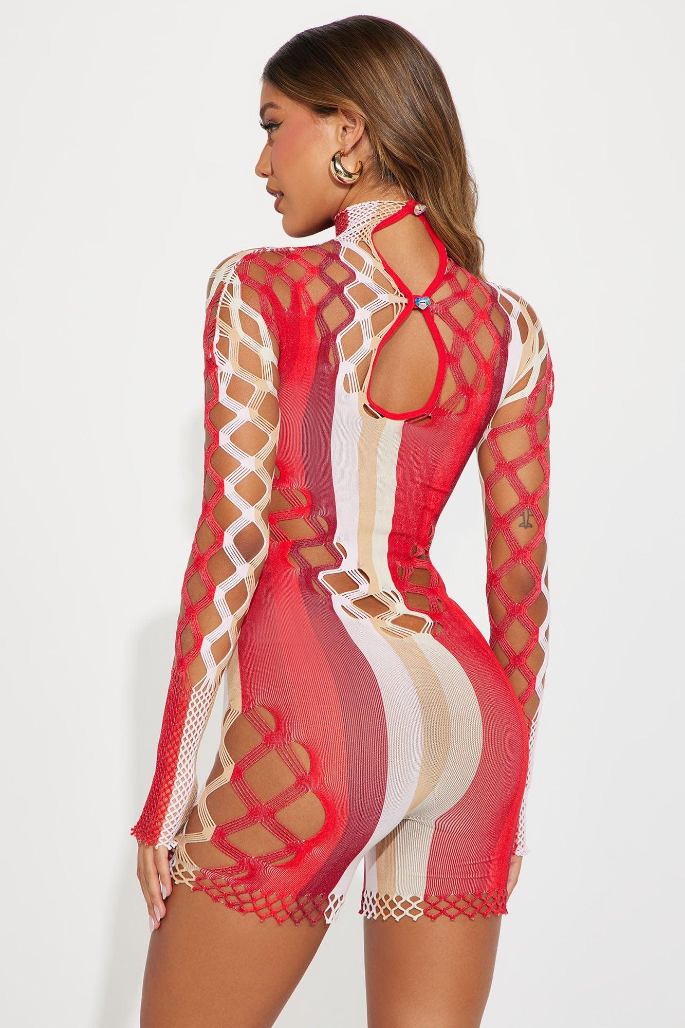 Till Dawn Seamless Romper - Red/combo Product Image