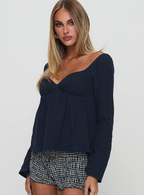 Khalea Long Sleeve Top Navy Product Image