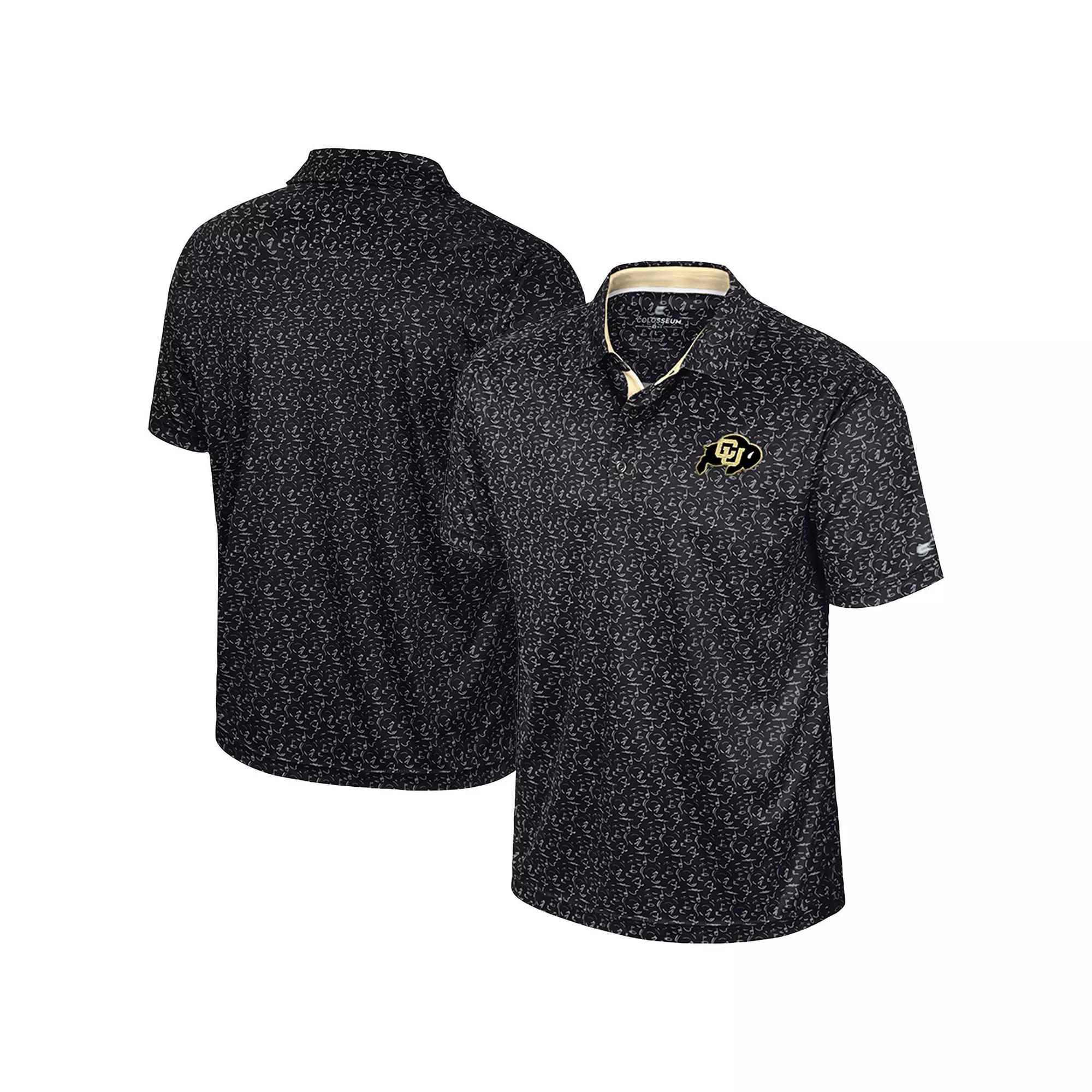 Men's Colosseum Black Colorado Buffaloes Sublimated Golf Polo,  Product Image
