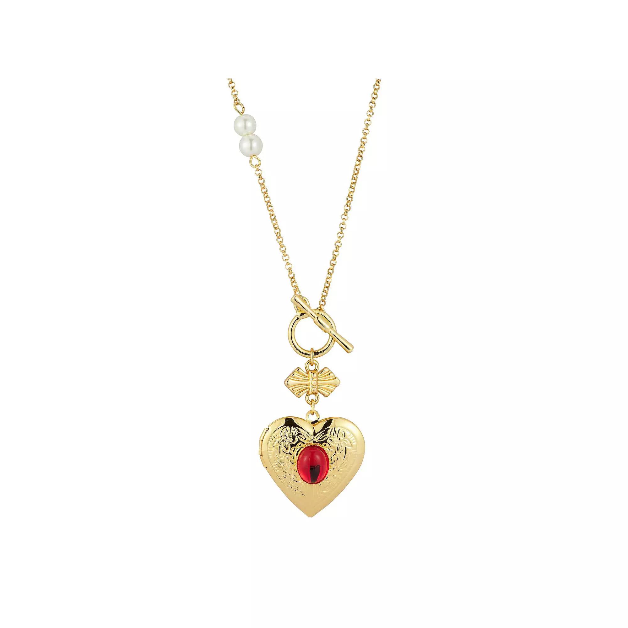 WINX 18k Gold Plated Cubic Zirconia Heart Pendant Toggle Necklace, Women's, Size: 18", Gold Tone Product Image