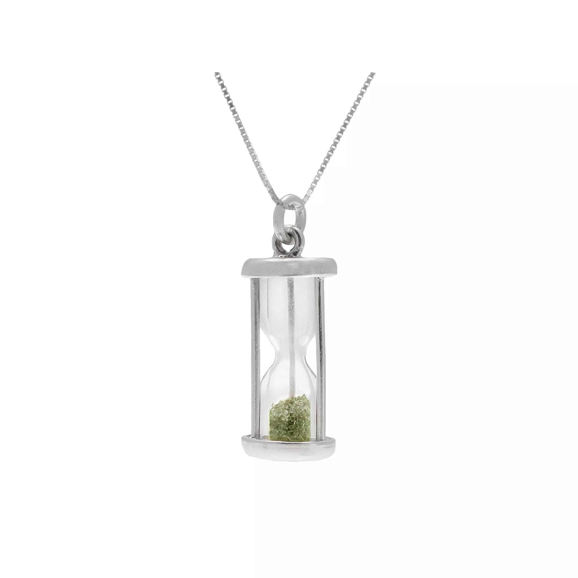 Sterling Silver Gemstone Hourglass Pendant, Women's, Size: 18", Peridot Product Image