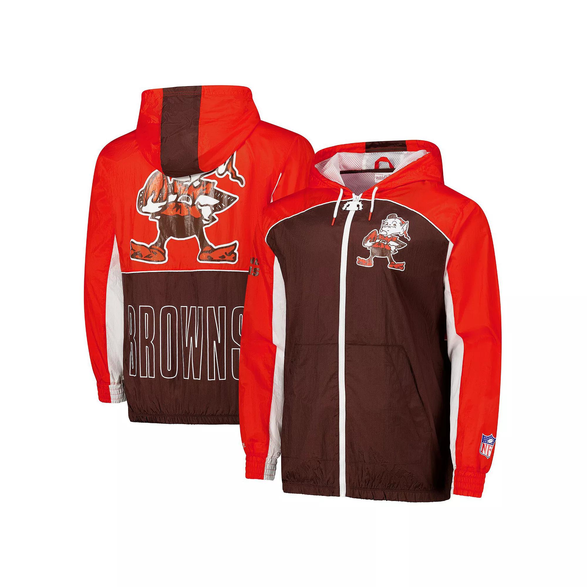 Men's Mitchell & Ness Brown Cleveland Browns Big Shot Premium Full-Zip Windbreaker, Size: XL Product Image