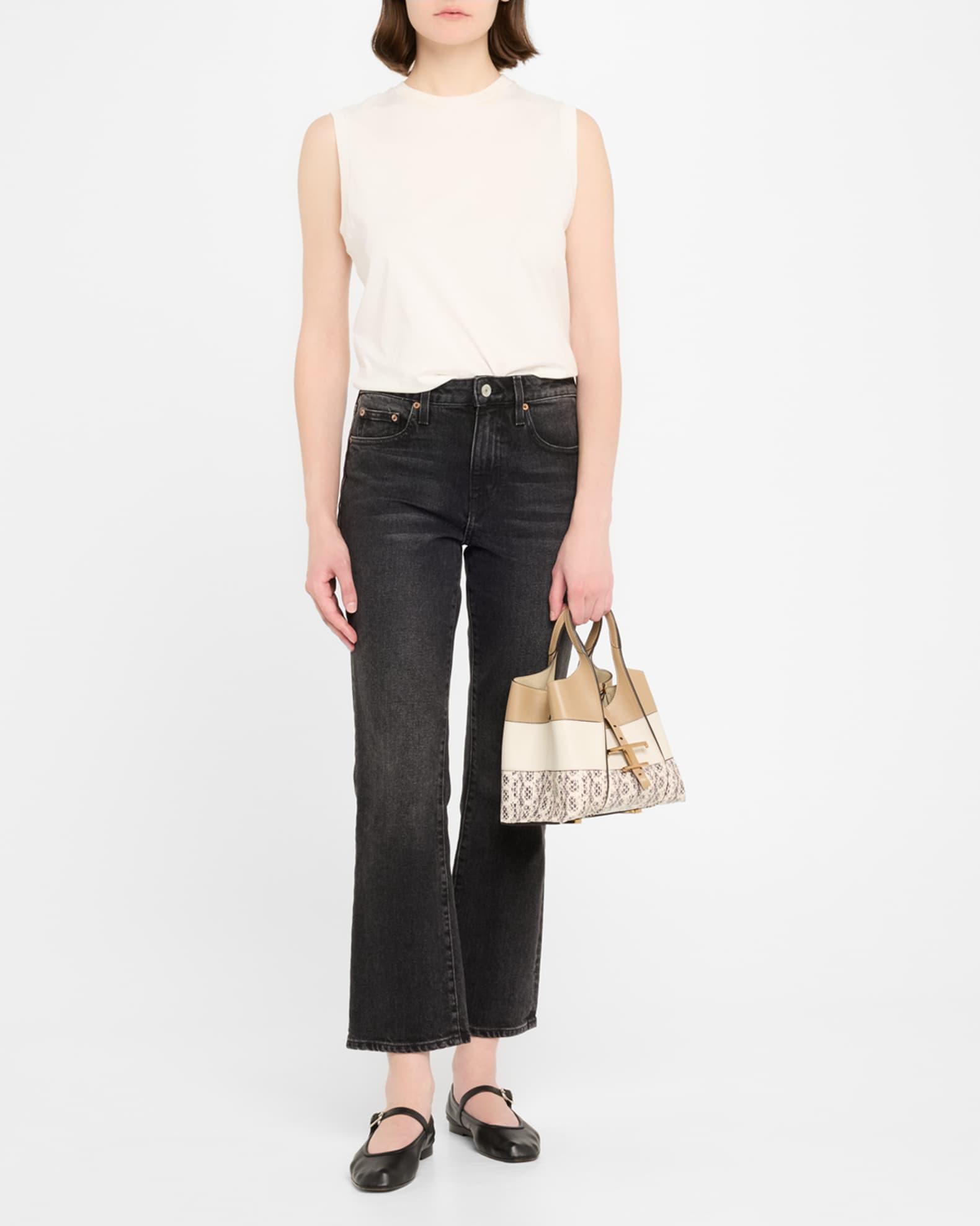 Mini Tricolor Snake-Print Leather Shopping Tote Bag Product Image