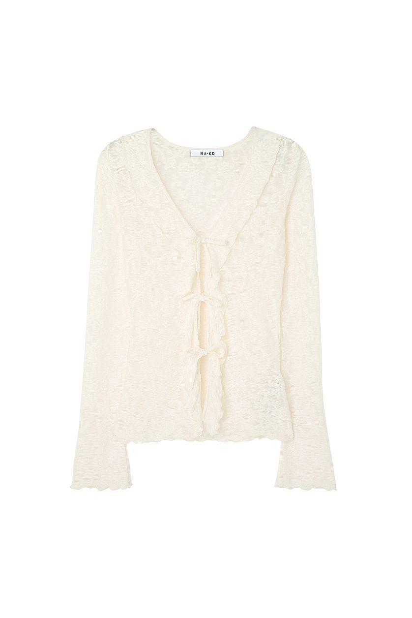 Floral Long Sleeve Tie Top Product Image