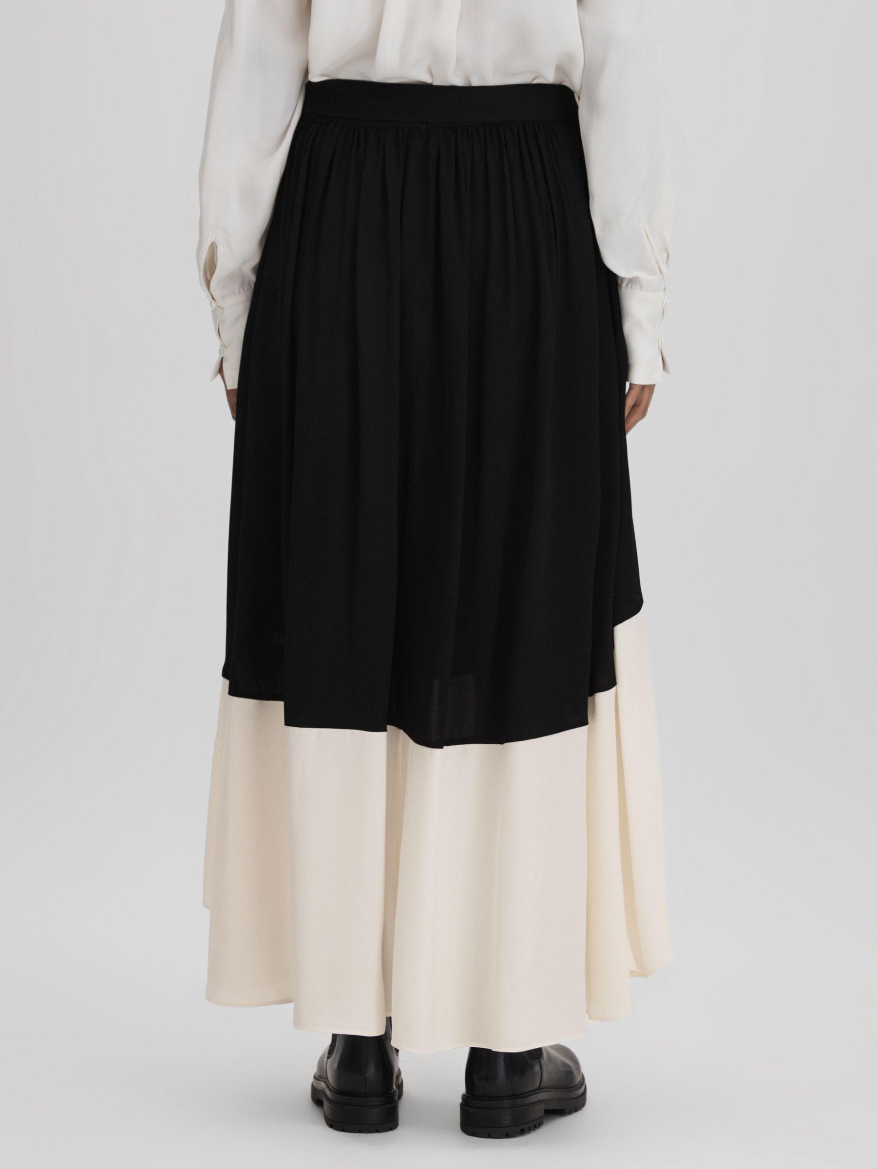 Colourblock Midi Skirt in Black/Cream Product Image