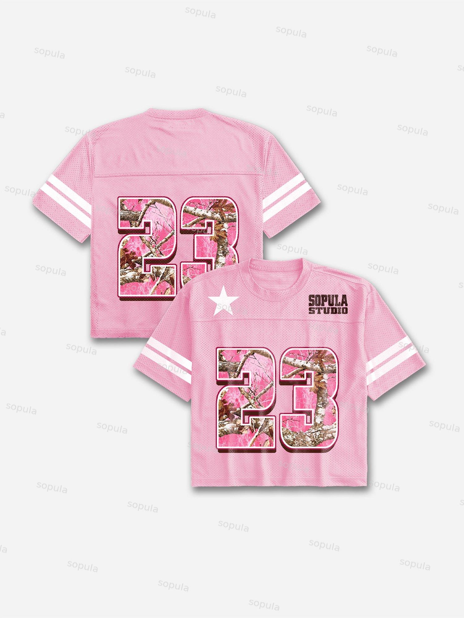 No.23 Pink Camouflage Print Blokecore Mesh Football Jersey T-shirt Product Image