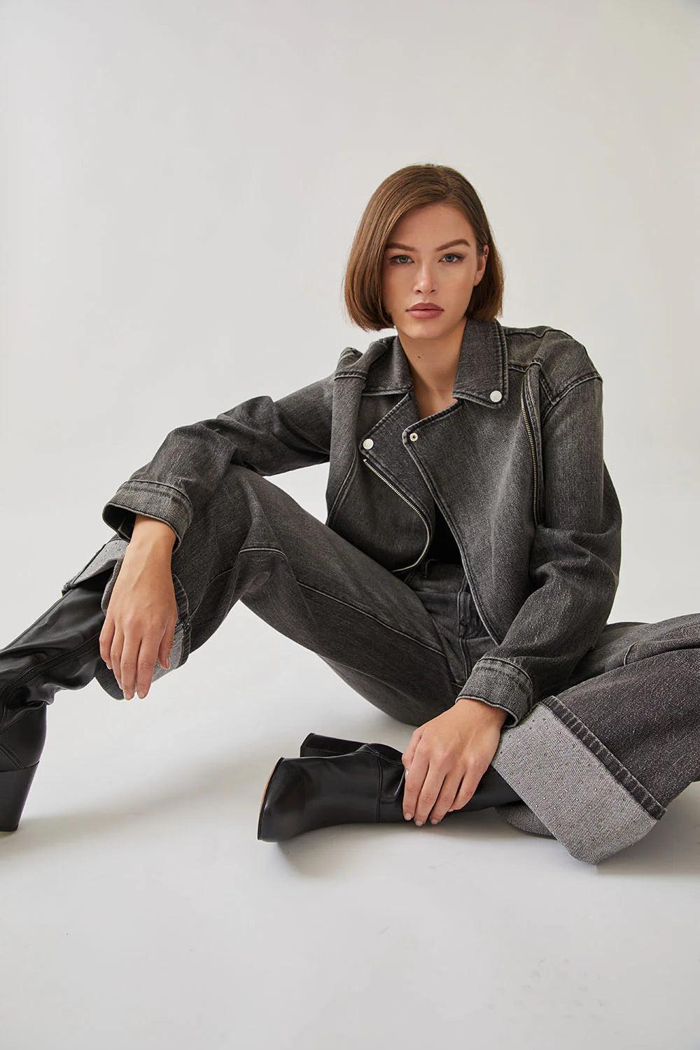 Tribecca Wide Cuff Jean - Black Diamond Product Image