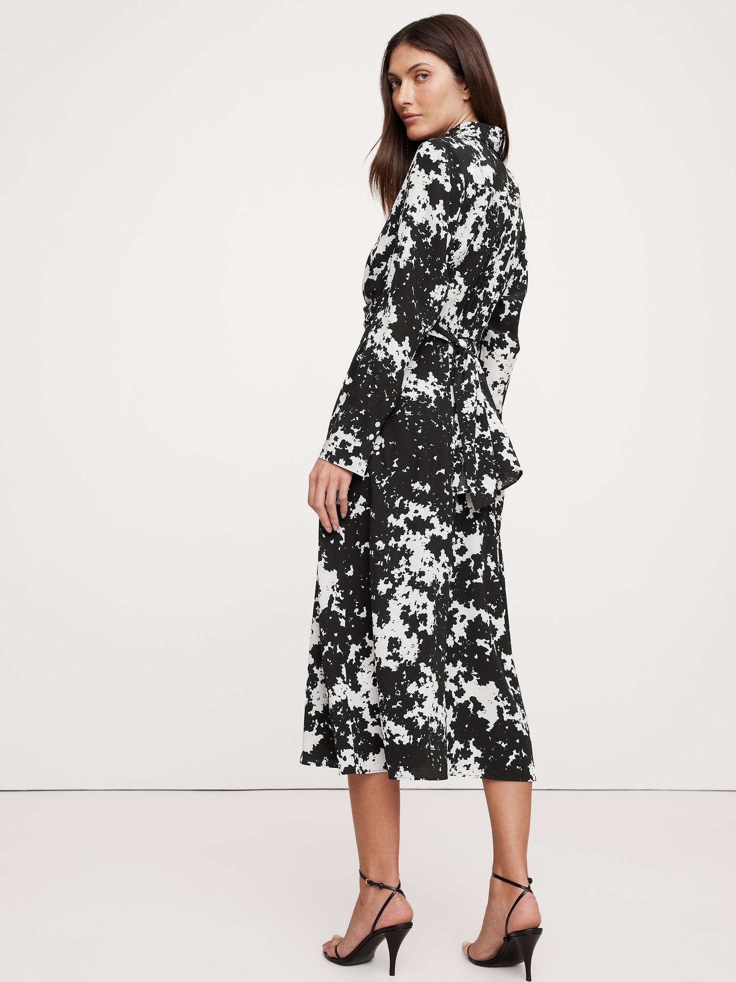 Matte Silk Twist-Front Shirt Dress Product Image