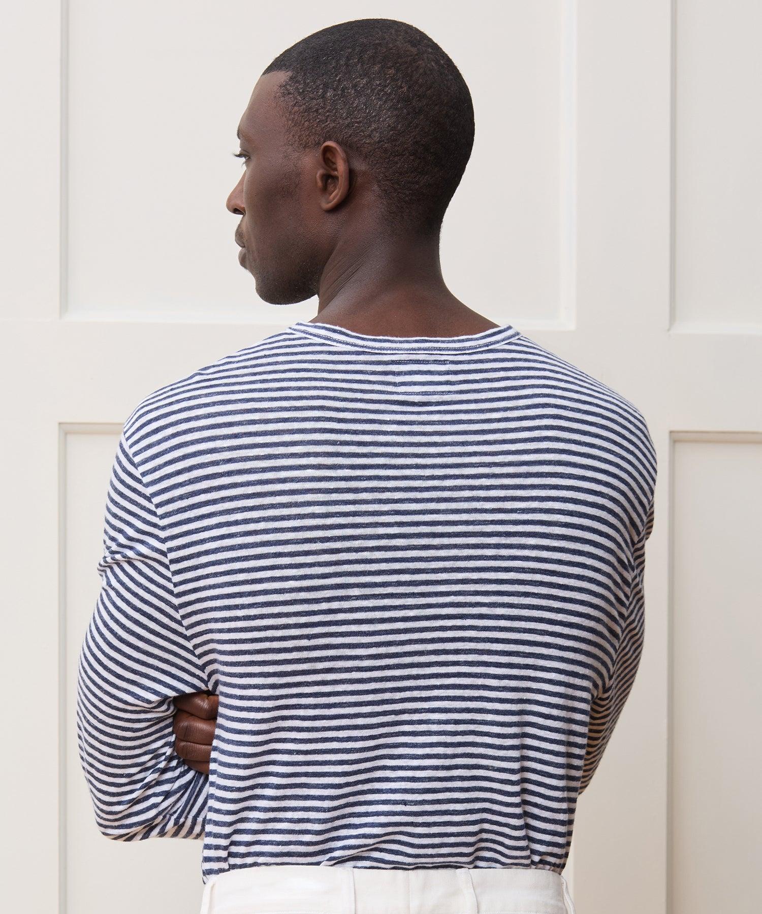 Linen Jersey Striped Pocket Tee Product Image
