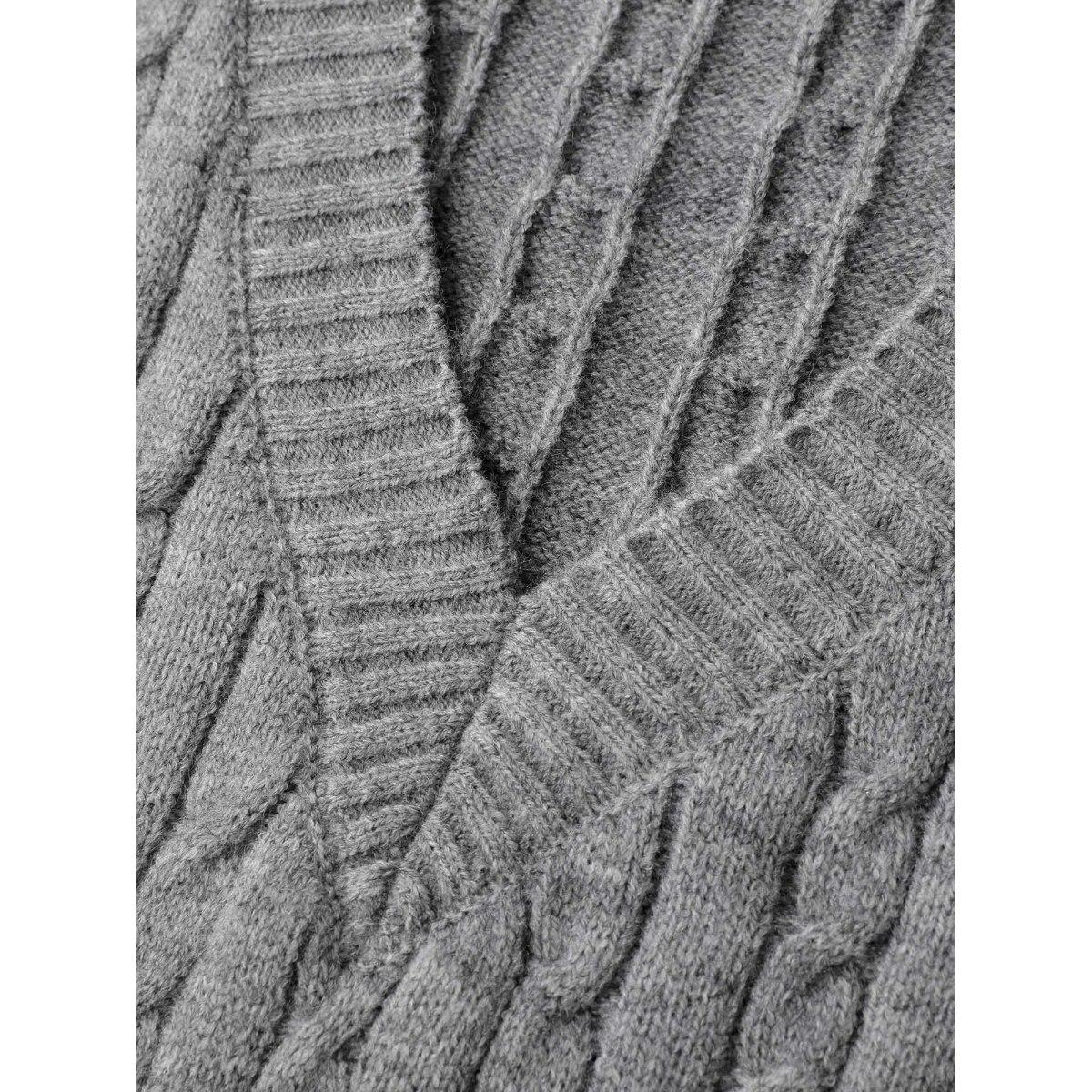 Plus Size Textured V-Neck Sweater Vest Mediumgray Women Leisure Loose Sleeveless V-neck Casual Pullovers BloomChic 26/4X Product Image