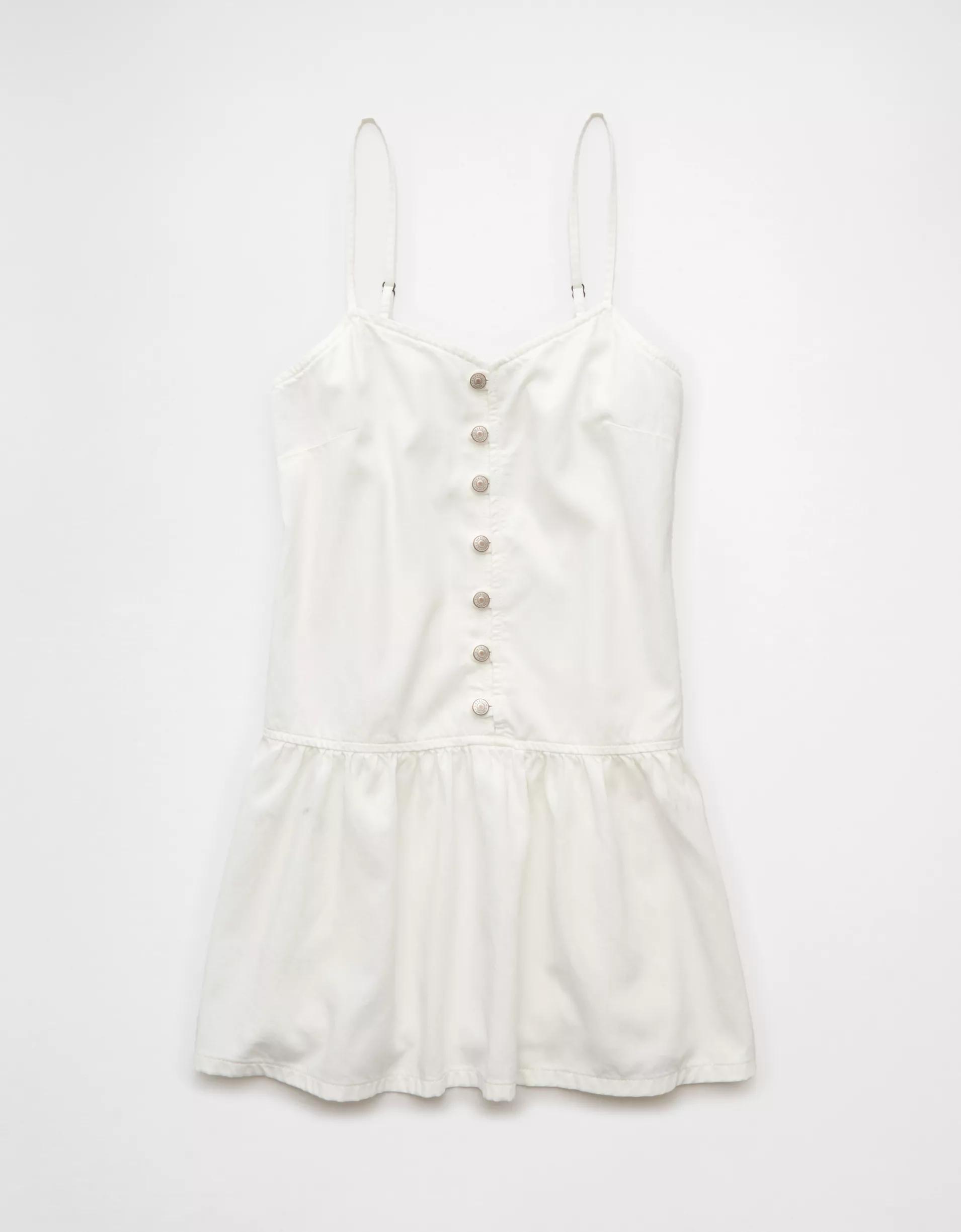 AE V-Neck Button-Up Denim Mini Dress Product Image