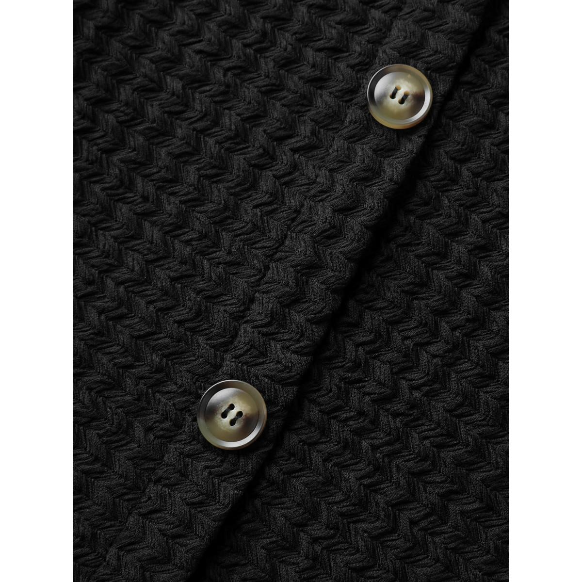 Plus Size Textured Wrap Button Placket Midi Dress Black Women V-neck Short sleeve Curvy BloomChic 28/5X Product Image