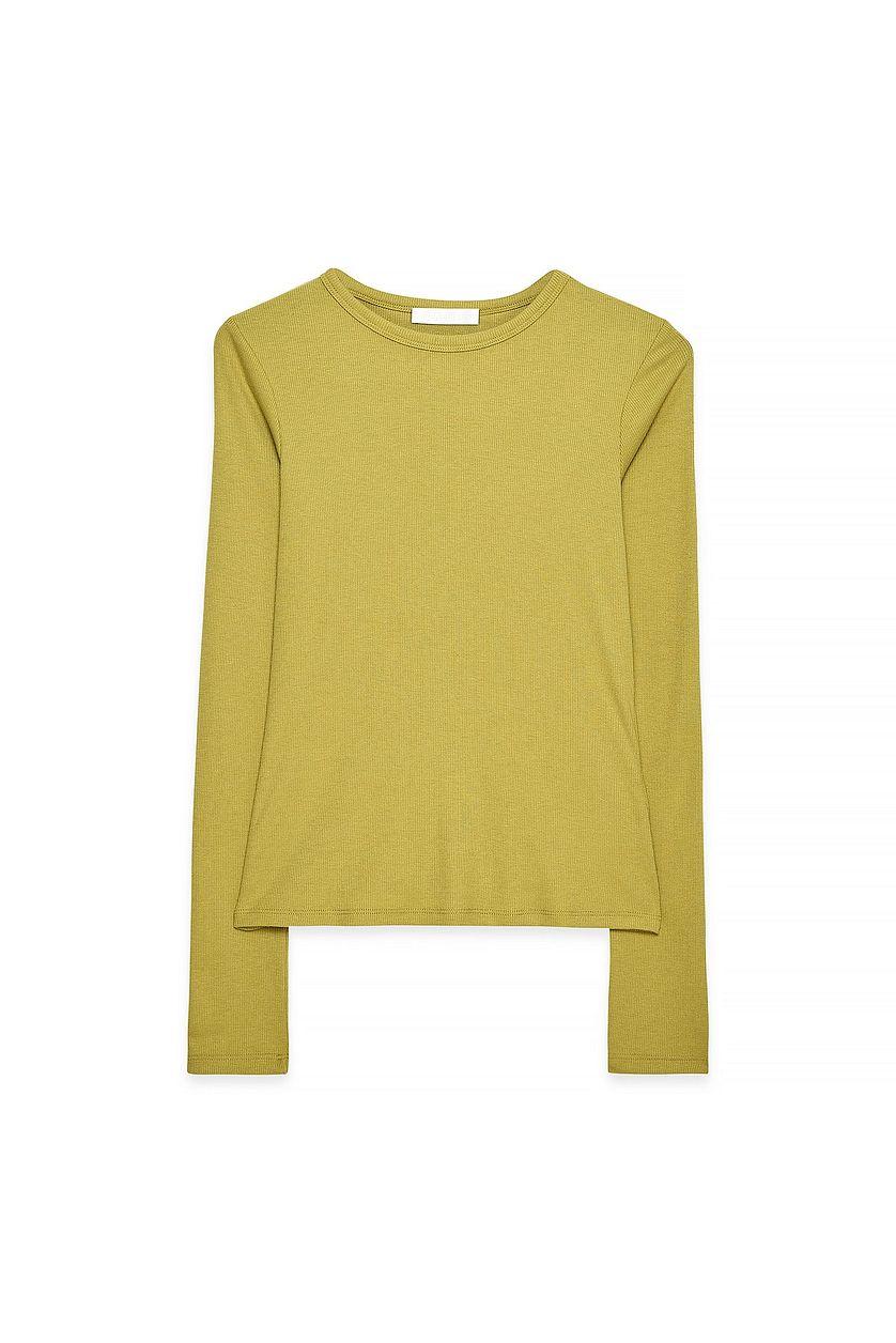 Round Neck Rib Long Sleeve Top Product Image