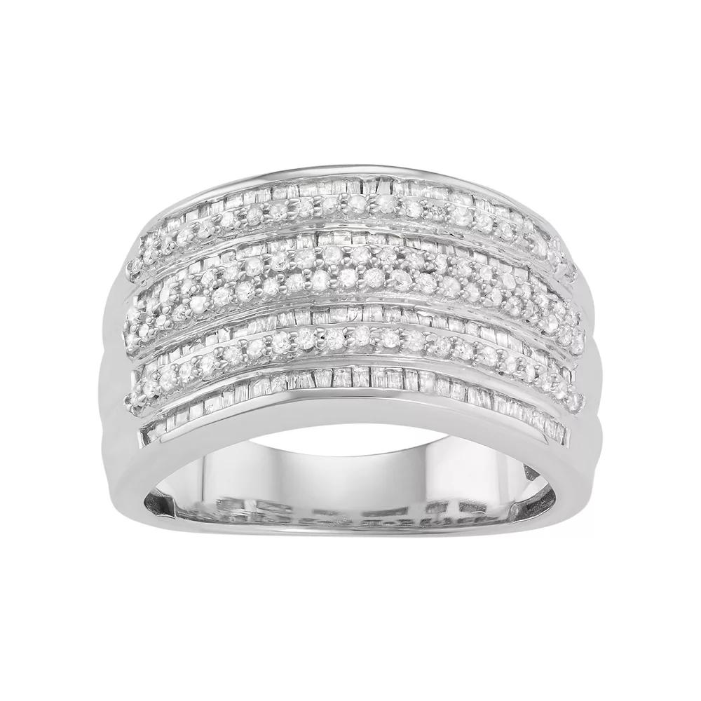 Jewelexcess Sterling Silver 1 Carat T.W. Diamond Multirow Ring, Women's,  Product Image
