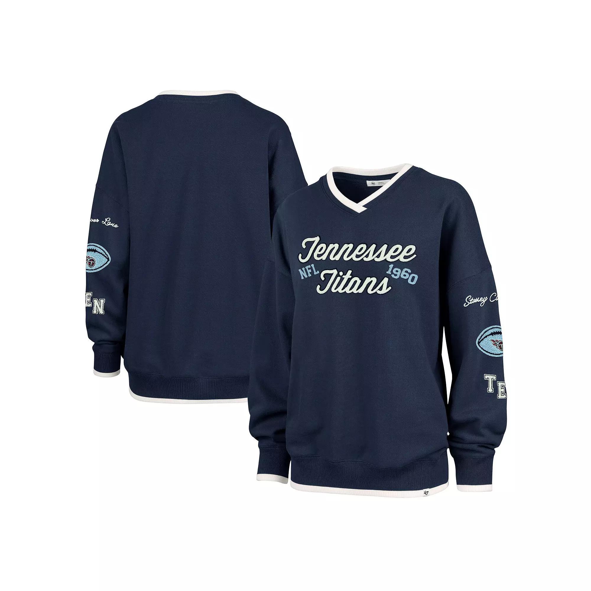 Women's Stoney Clover Lane x '47 Navy Tennessee Titans Eighties Pullover Sweatshirt, Size: XL, Blue Product Image