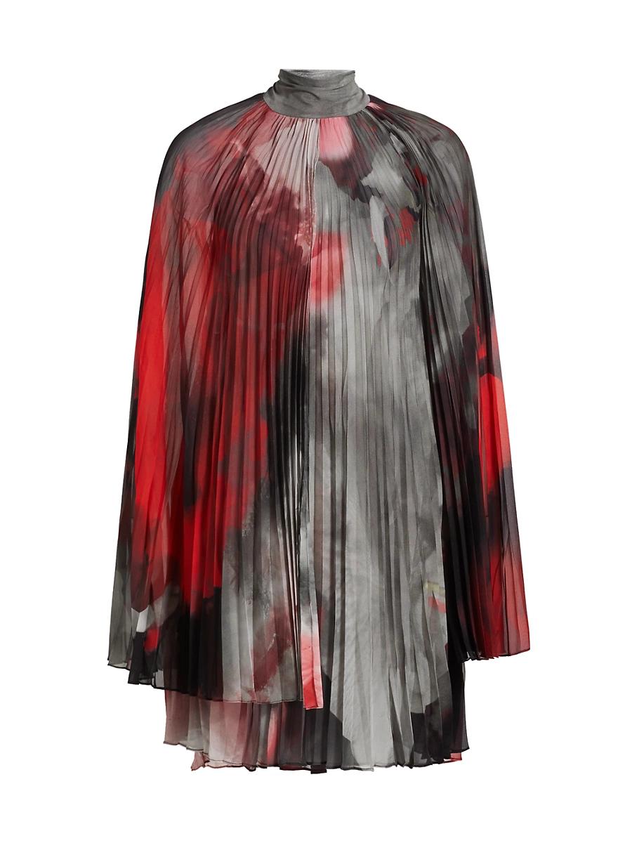 Womens Floral Pliss Silk-Blend Dress Product Image