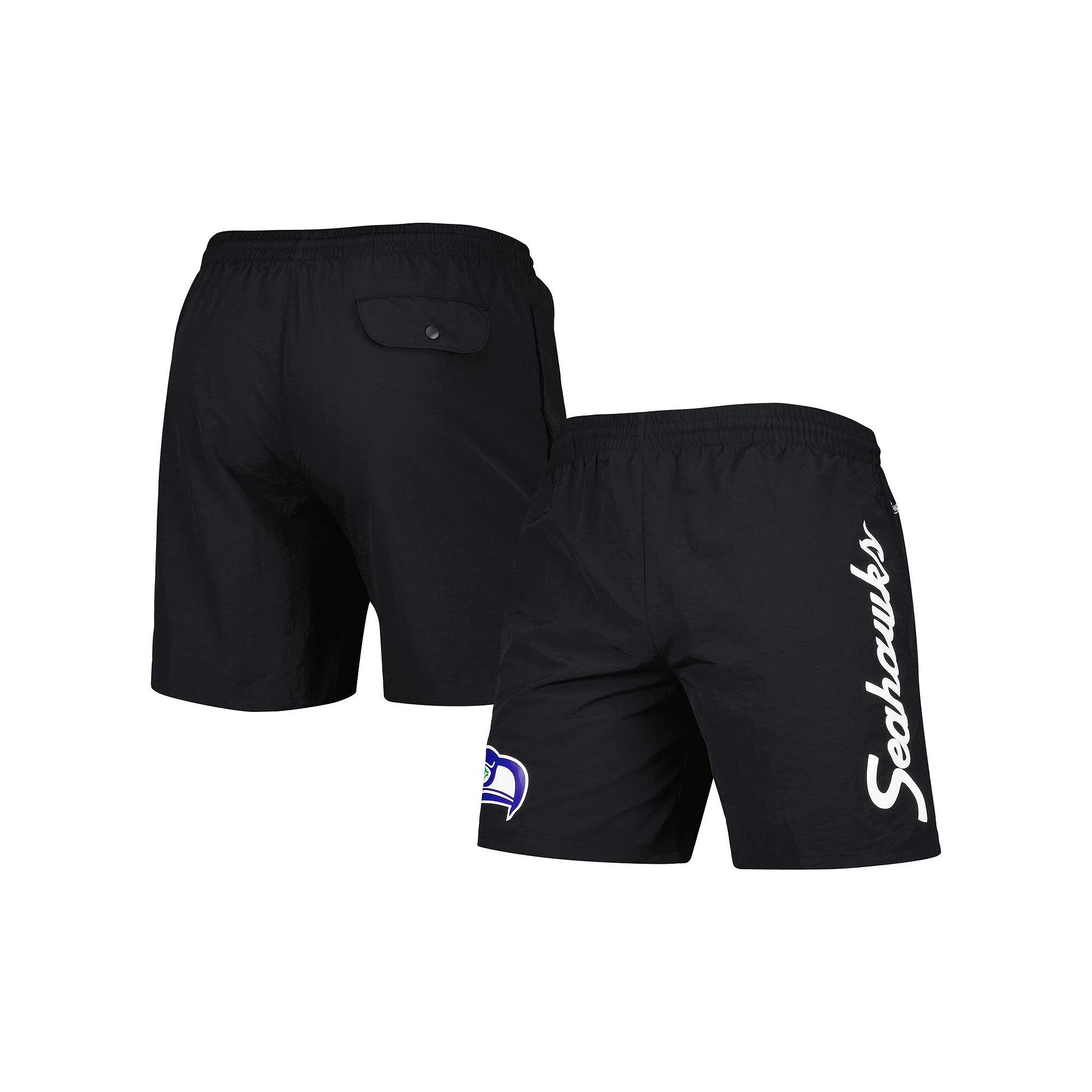 Men's Mitchell & Ness Black Seattle Seahawks Team Essentials Nylon Shorts,  Product Image
