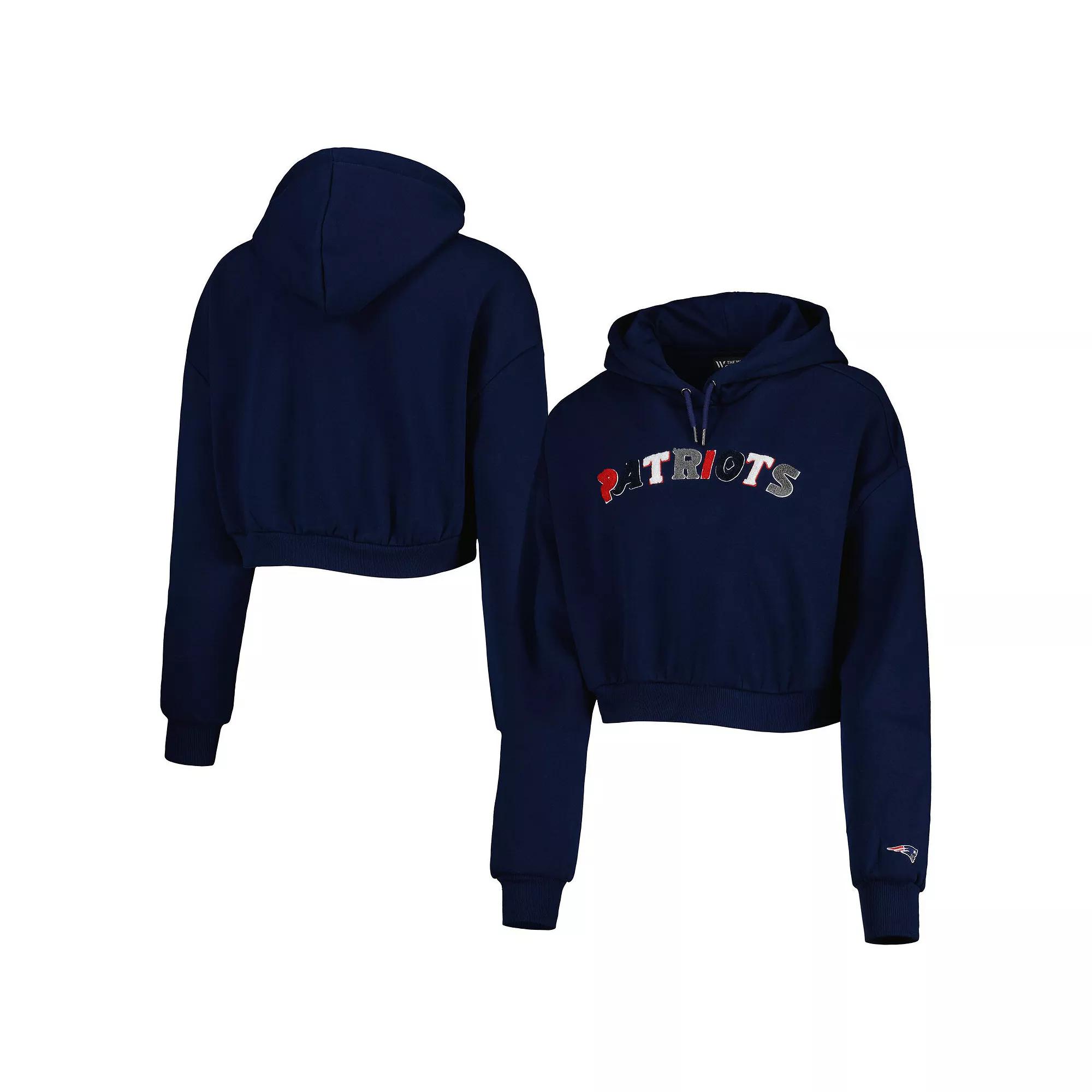 Women's The Wild Collective Navy New England Patriots Cropped Pullover Hoodie,  Product Image