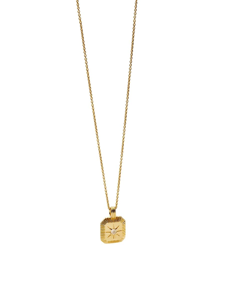 Womens 18K-Yellow-Gold Vermeil & Birthstone Pendant Necklace Product Image