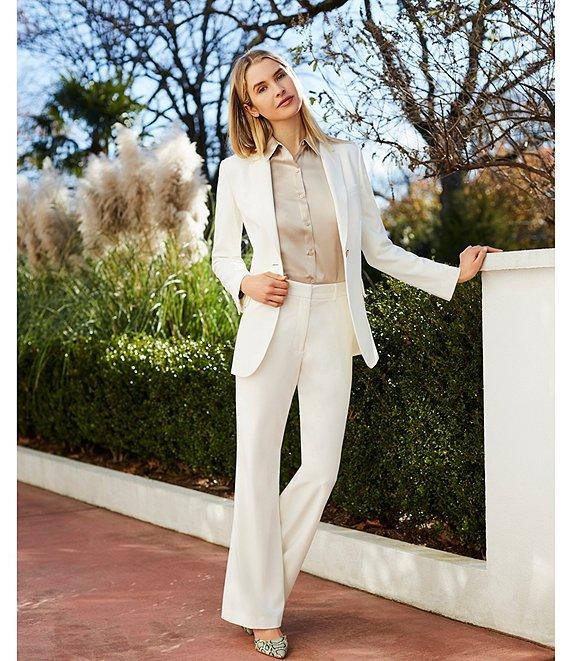 Antonio Melani Yana Button Front Point Collar Long Sleeve Stretch Silk Charmeuse Blouse Product Image