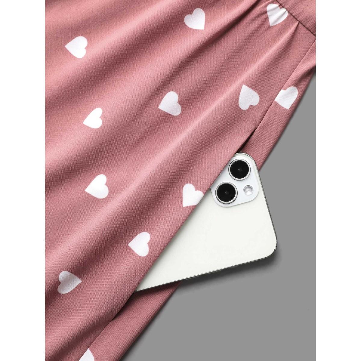 Plus Size Ruffled Stretchy Waist Puff Sleeve Dress DustyPink Women Elegant Gathered Heart neckline Half Sleeve Curvy BloomChic 30/6X Product Image