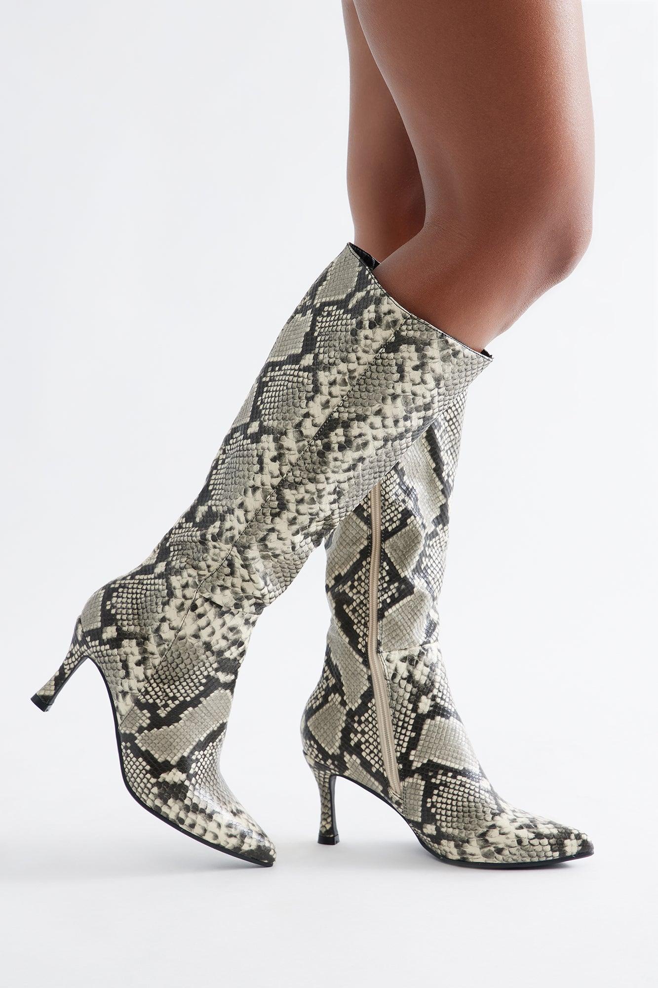 Edge Knee High Boots - Beige Female Product Image