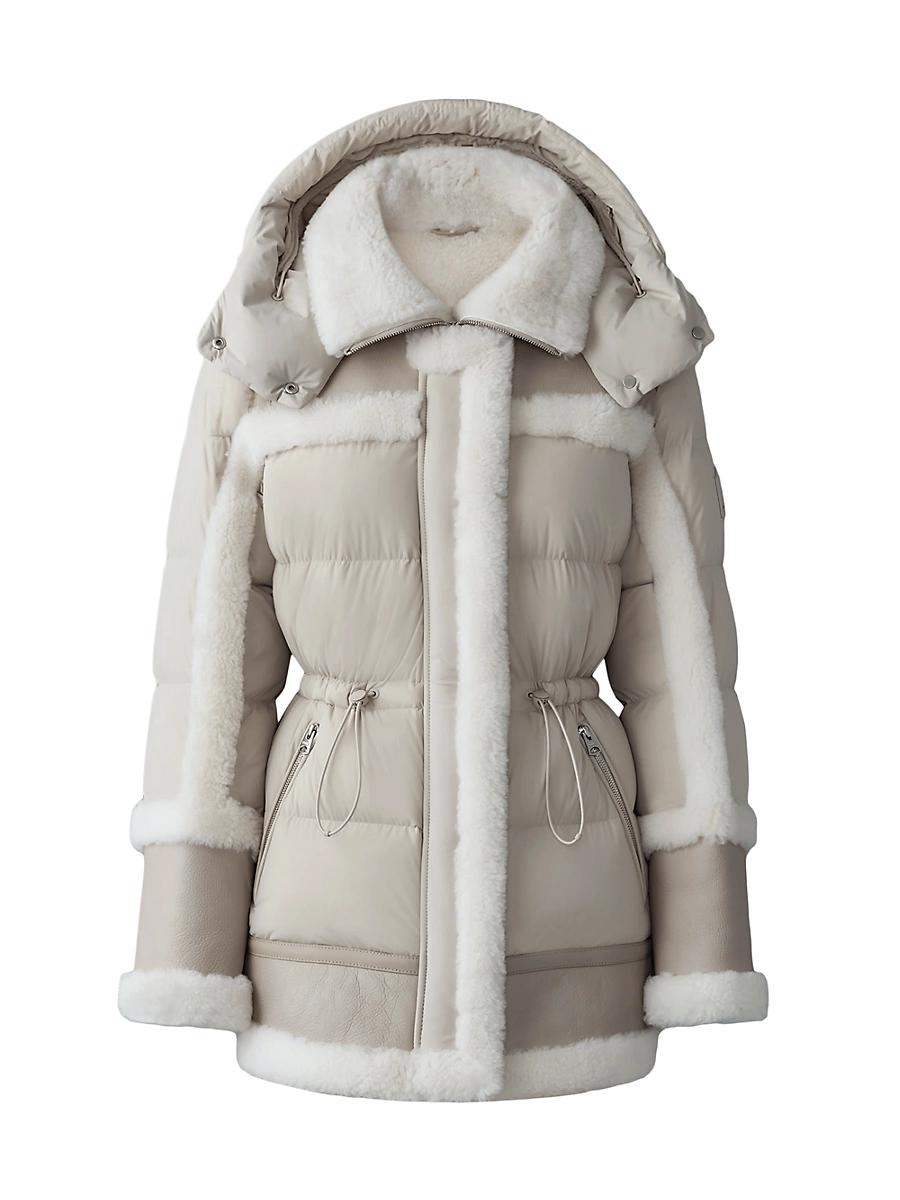 Womens Lilibeth Mixed-Media Shearling Down Parka Product Image