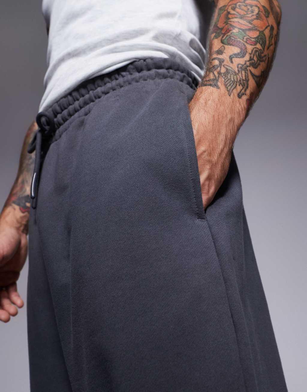 ASOS DESIGN premium heavyweight oversized sweatpants in charcoal Product Image