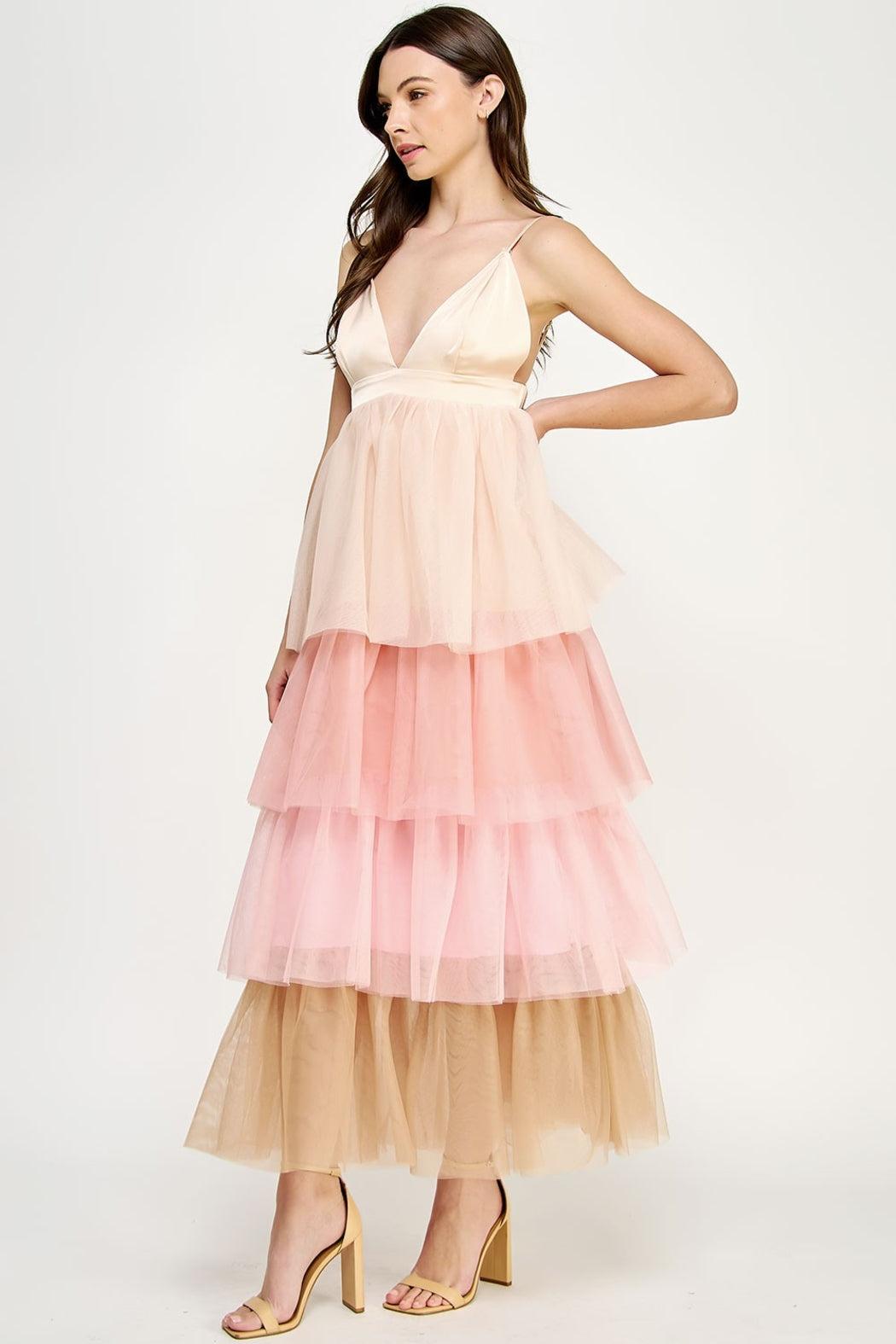 Tiered Tulle Maxi Dress Product Image