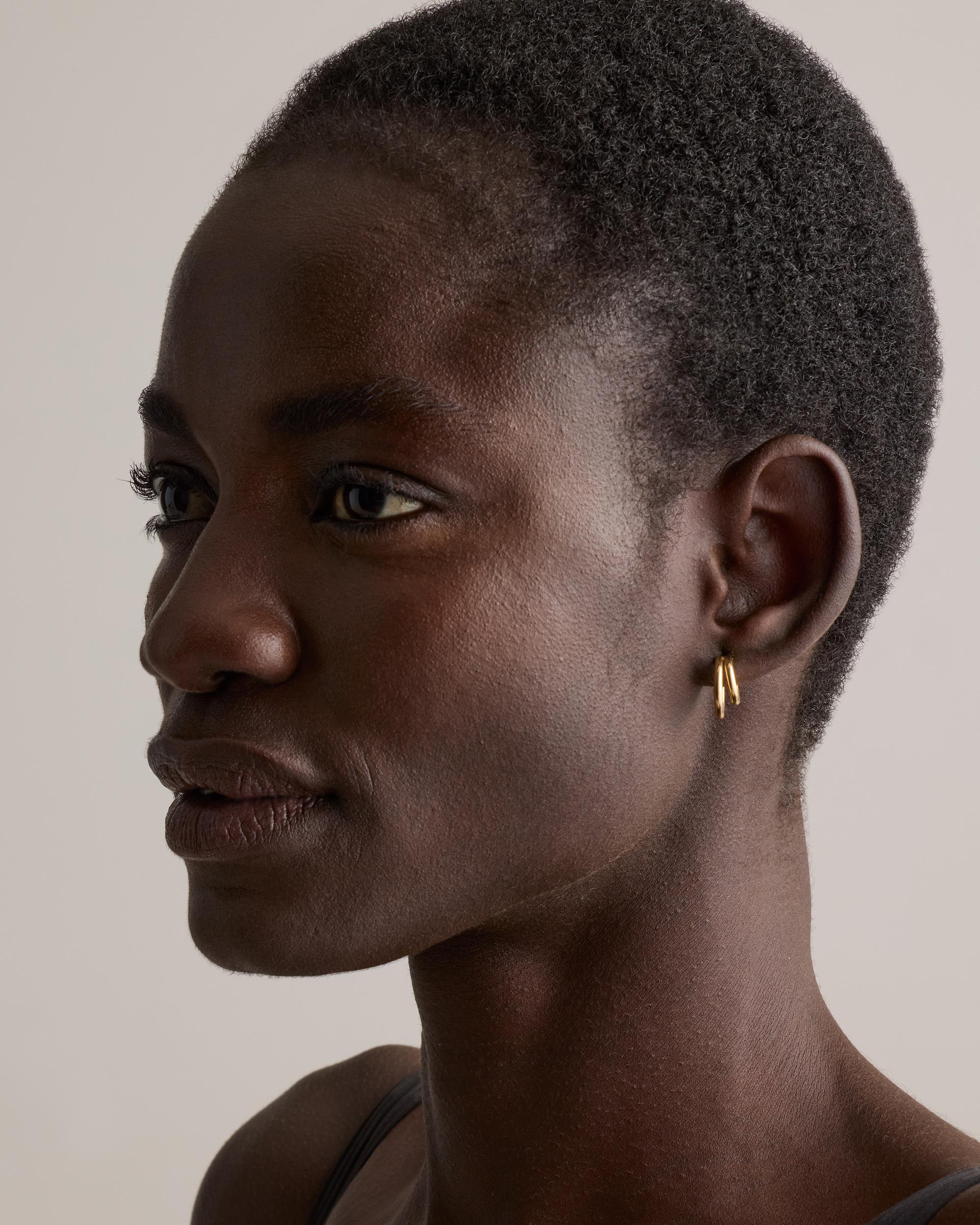 Quince | Women's 14K Gold Double Loop Huggies Product Image