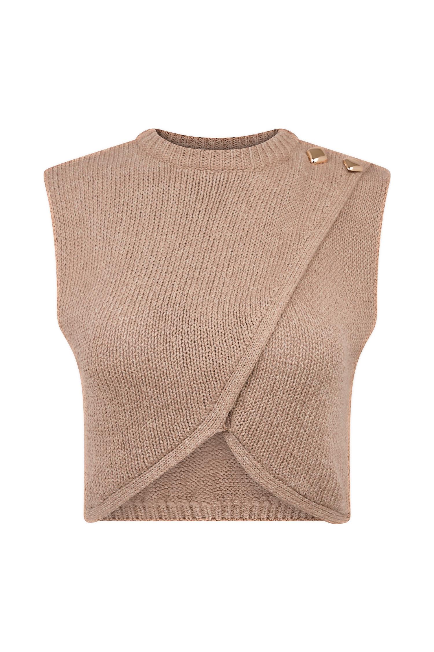 Sloane Overlay Knit Top - Latte Product Image