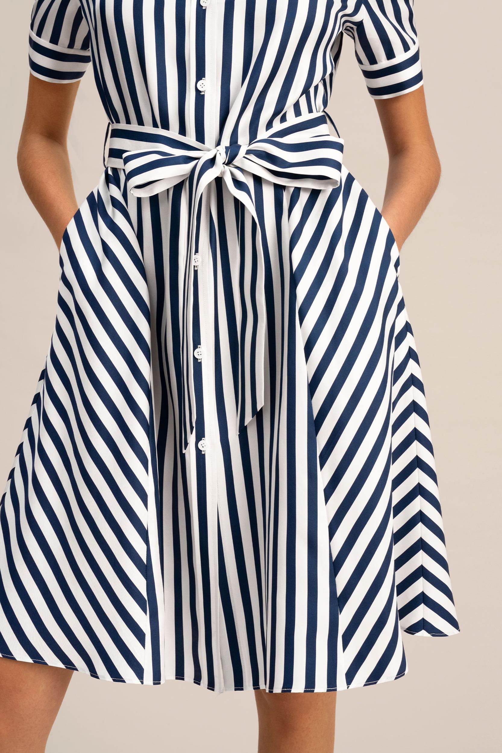 Amalfi Stripe Silk Shirtdress with Belt Product Image