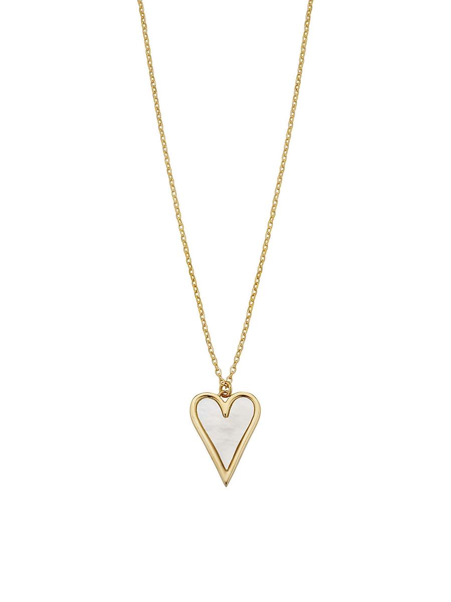 Womens 14K Yellow Gold Mother of Pearl My Heart Pendant Necklace Product Image