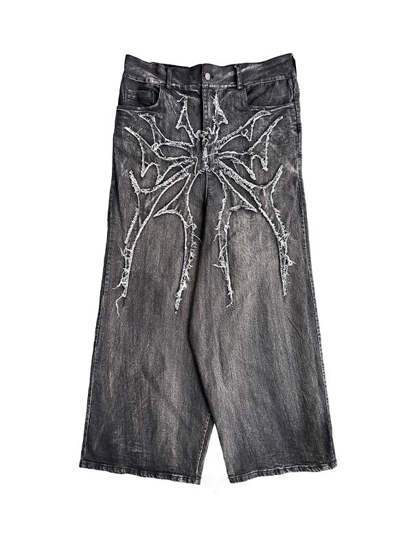 Men's Graphic Print Loose Jeans Product Image